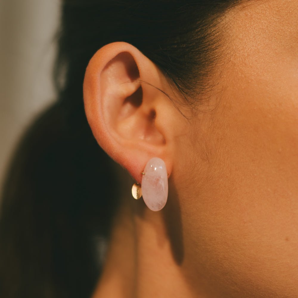 Dulce Earrings #1 (25mm) - Morganite & 14K Gold-Filled Earrings FW25