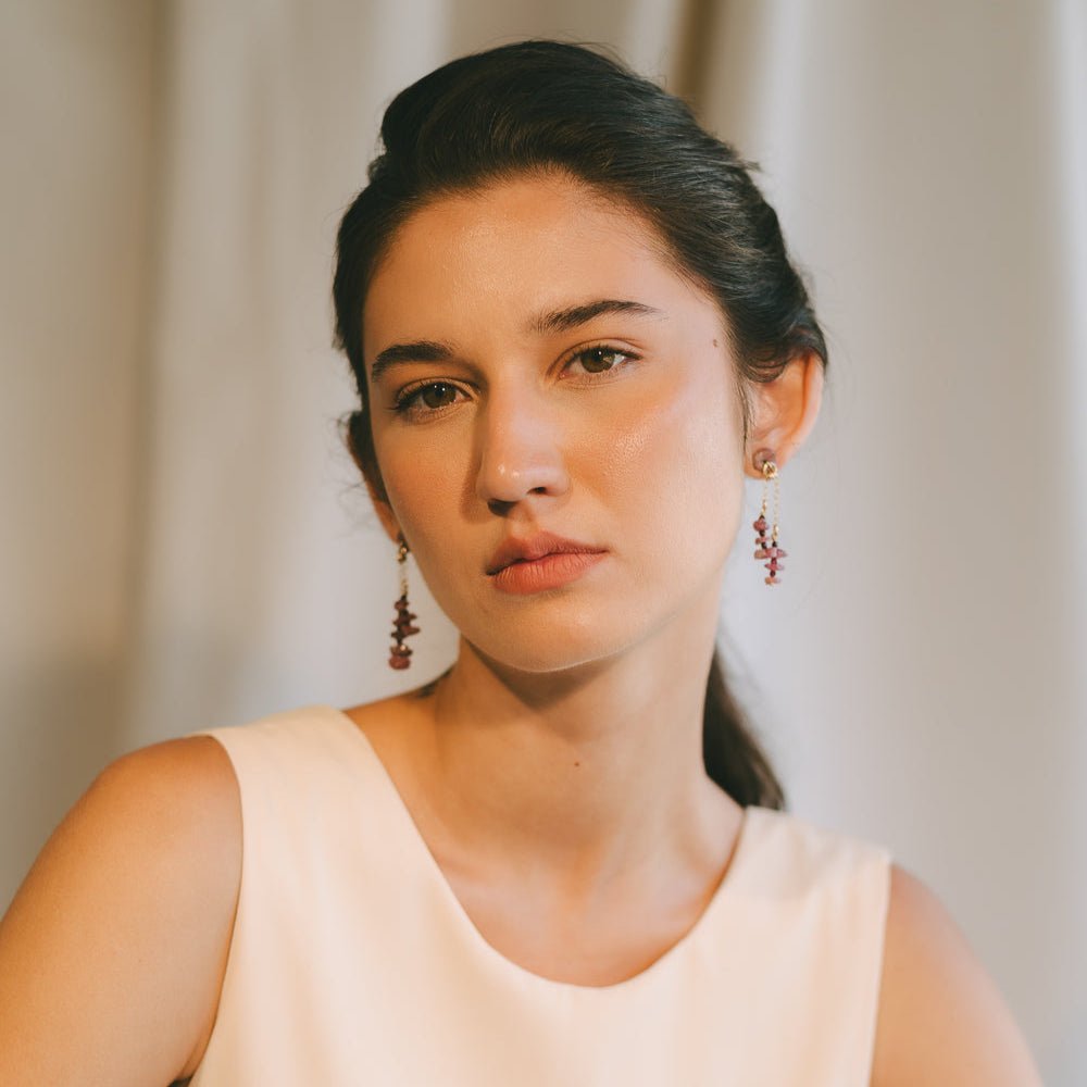 Andrea Earrings #1 (55mm) - Garnet, Tourmaline & 14K Gold-Filled Earrings FW25