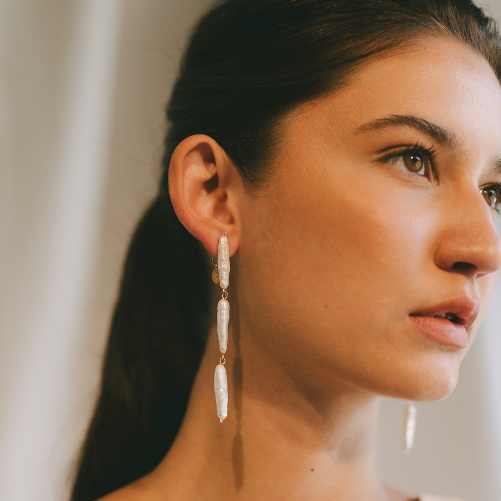 Akoya Earrings #7 (90mm) - White Pearl & 14K Gold-Filled Earrings FW25