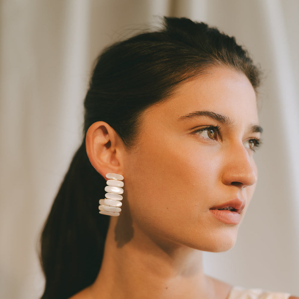 Gala Earrings #3 (40mm) - Nacre & 14K Gold-Filled