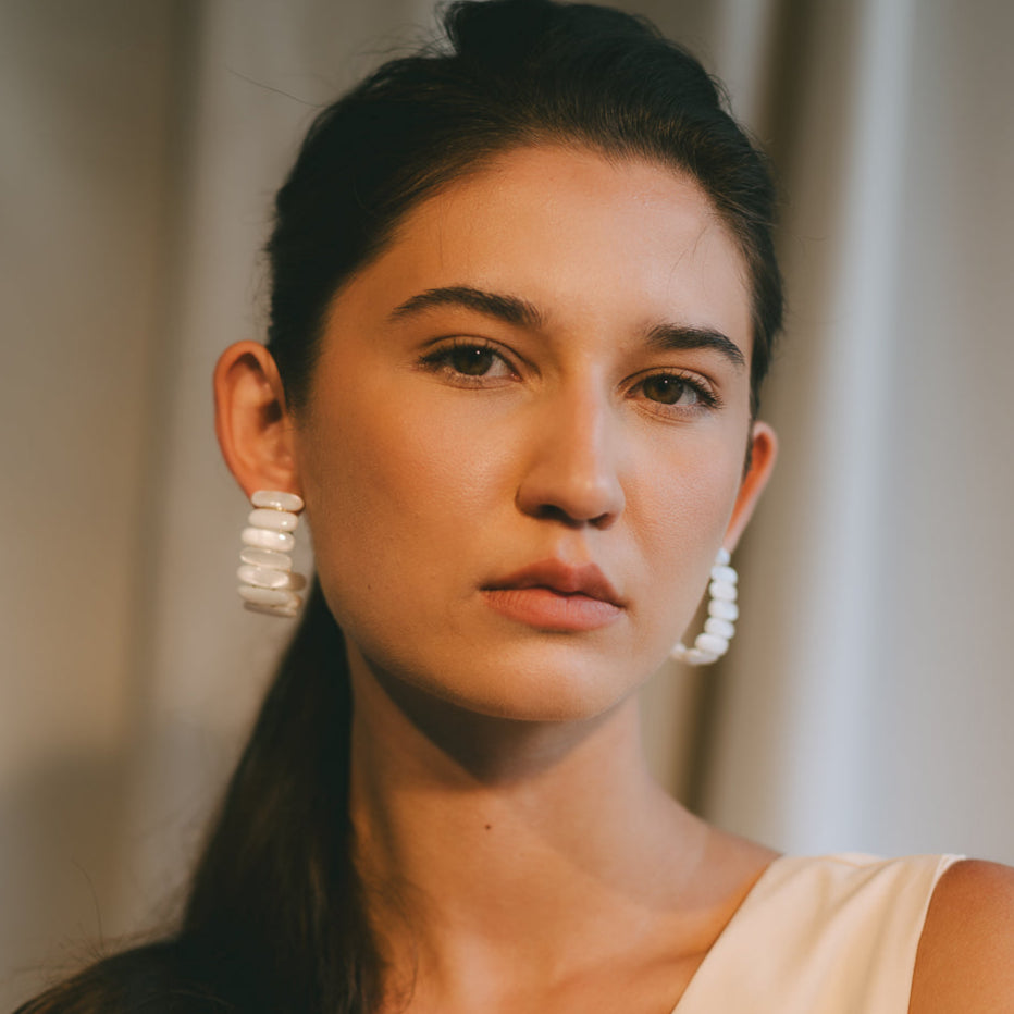 Gala Earrings #3 (40mm) - Nacre & 14K Gold-Filled