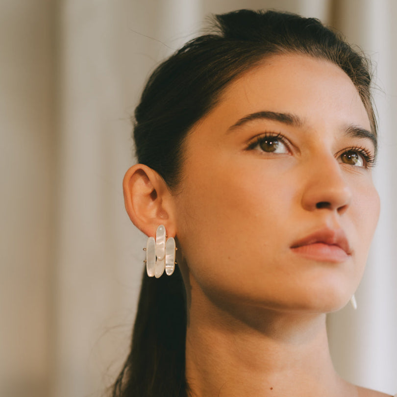 Gala Earrings #1 (45mm) - Nacre & 14K Gold-Filled