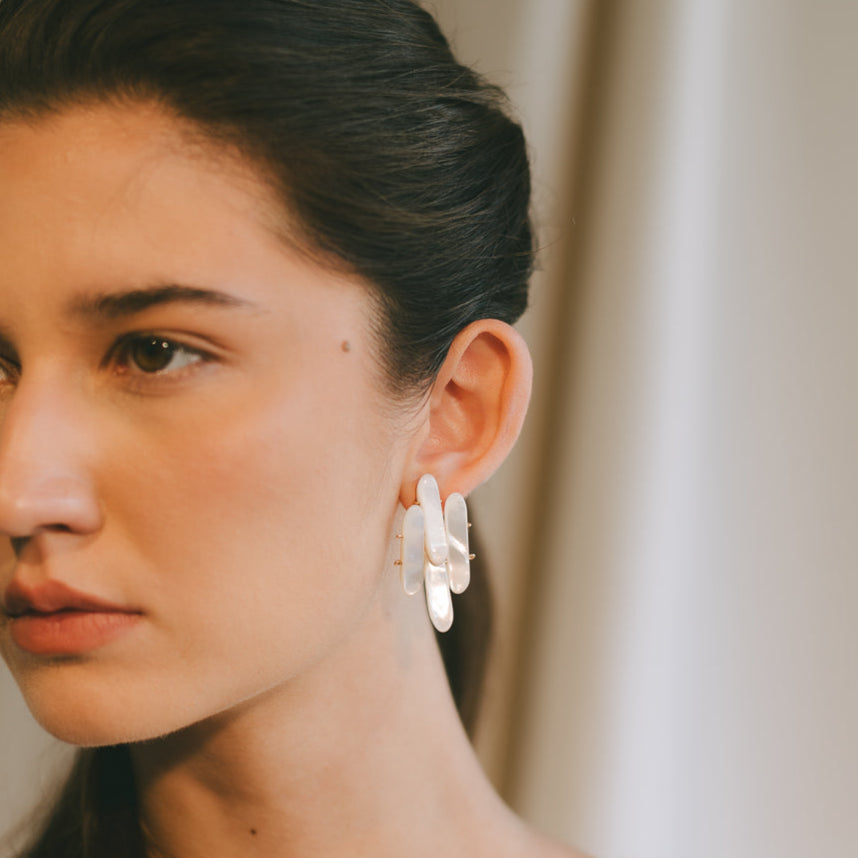 Gala Earrings #1 (45mm) - Nacre & 14K Gold-Filled