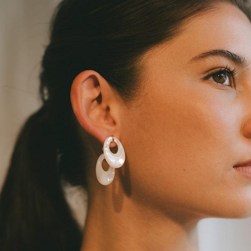 Gala Earrings #2 (35mm) - Nacre & 14K Gold-Filled
