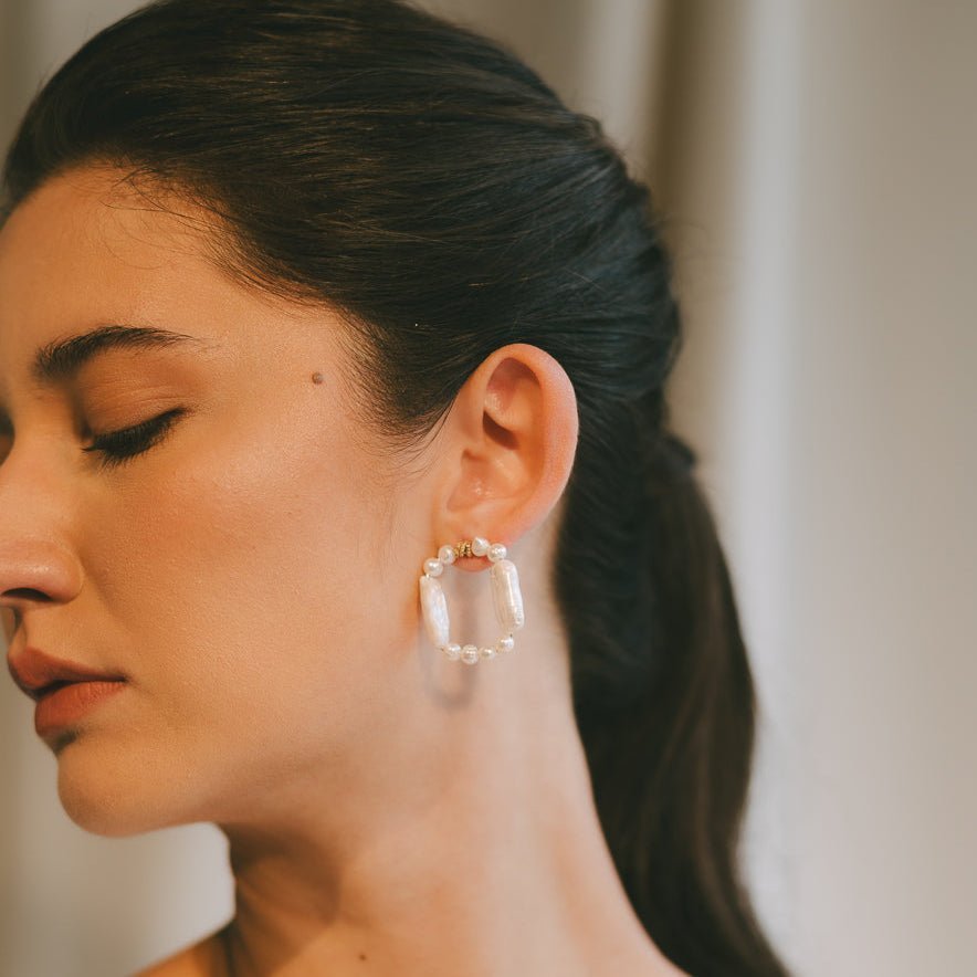 Keshi Earrings #13 (35mm) - White Pearl & 14K Gold-Filled Earrings FW25