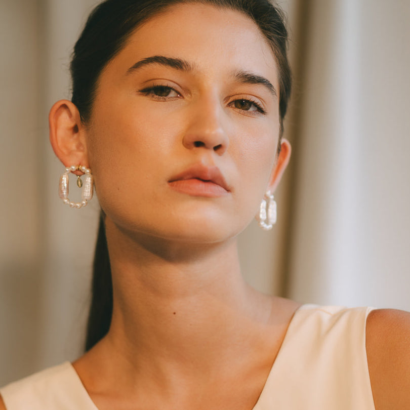 Keshi Earrings #13 (35mm) - White Pearl & 14K Gold-Filled Earrings FW25