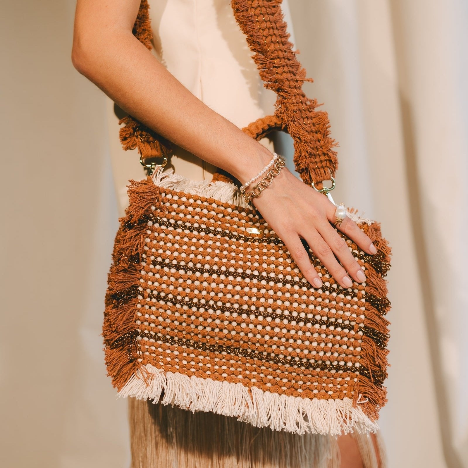 Gosssypium Tote Bag Medium - Buttercream & Caramel Hand & Crossbody Bags FW25