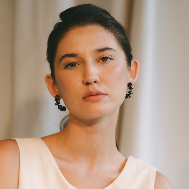 Neith Earrings #1 (35mm) - Black Spinel, Tiger's Eye & 14K Gold-Filled Earrings FW25