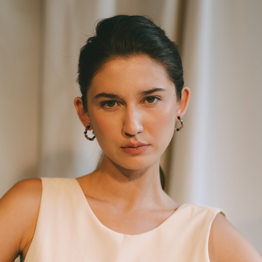 Neith Earrings #1 (30mm) - Tourmaline & 14K Gold-Filled Earrings FW25