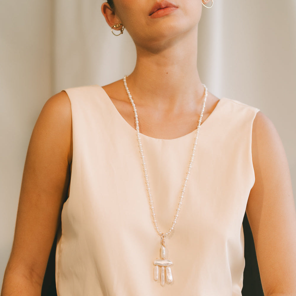 Mantuana Necklace #2 - White Pearl & 14K Gold-Filled Necklaces FW25