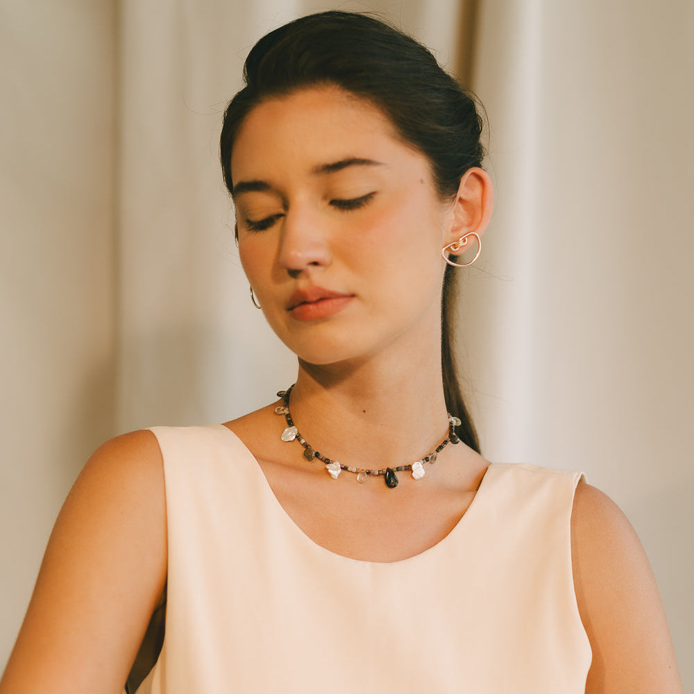 Isbelia Necklace #1 - White Pearl, Quartz, Opal, Jasper & 14K Gold-Filled