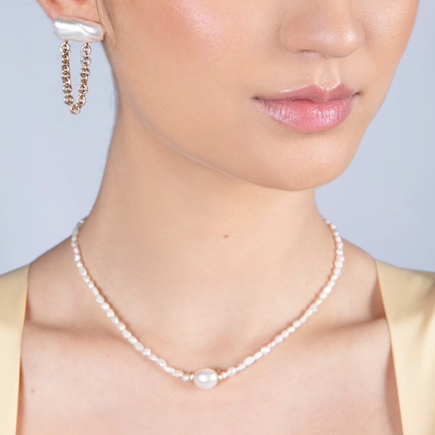 Cubagua Necklace #4 (11mm) - White Pearl Necklaces TARBAY