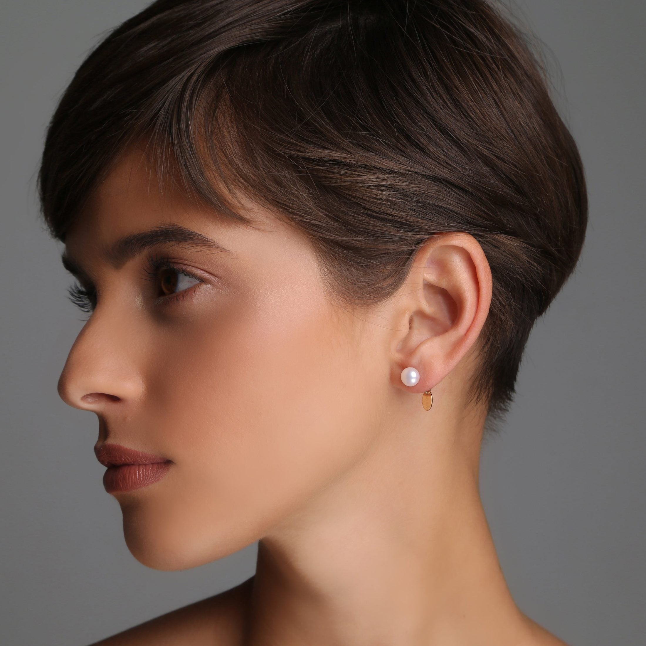 Classic Half-Round Pearl Earrings (7mm) - White Pearl Earrings TARBAY