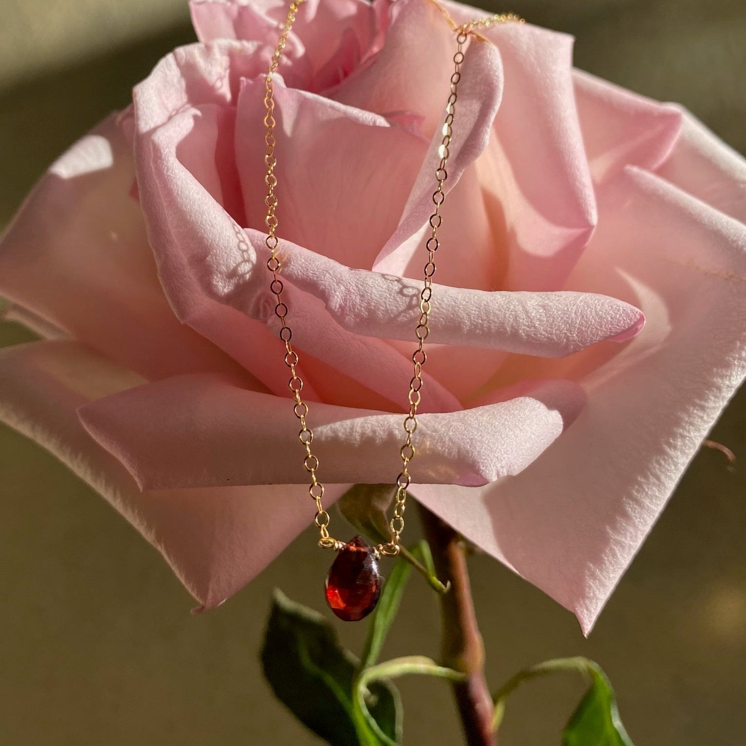 Gem Pendant Necklace (10mm) - Garnet Necklaces TARBAY