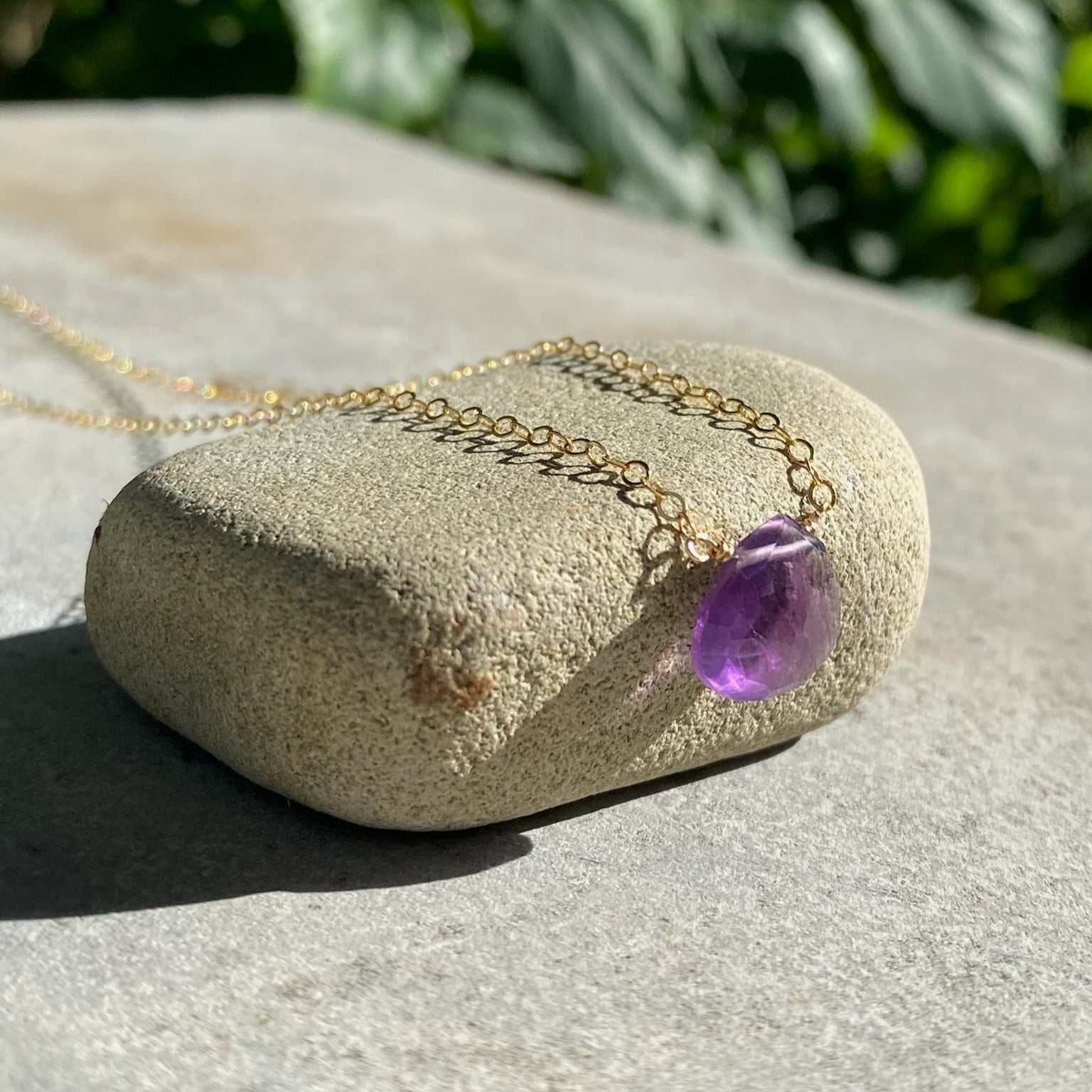 Gem Pendant Necklace (10mm) - Amethyst Charms TARBAY