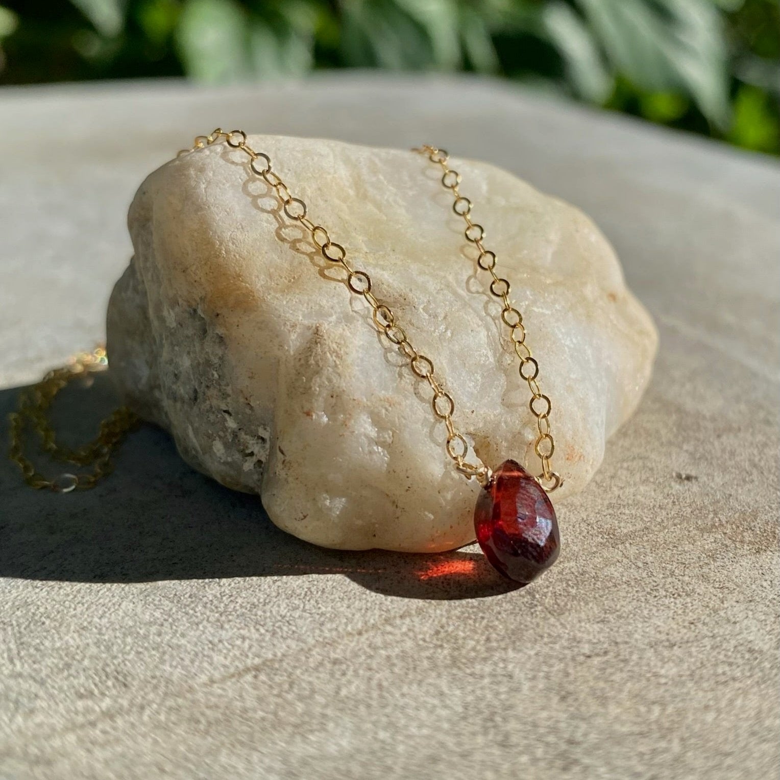 Gem Pendant Necklace (10mm) - Garnet Necklaces TARBAY