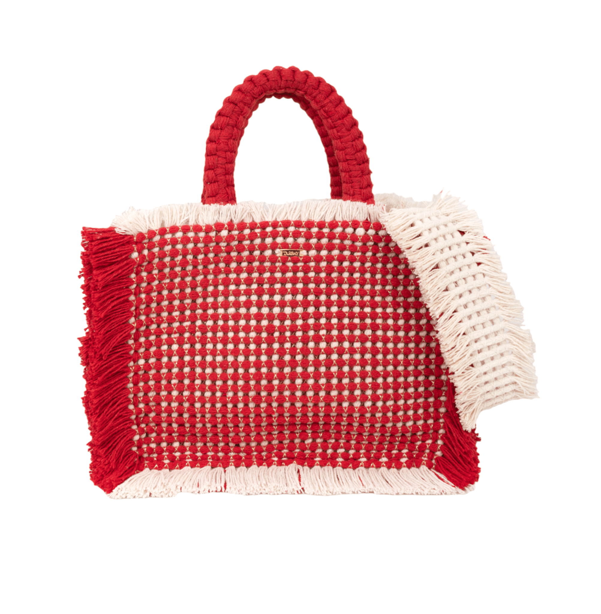 Gossypium Tote Medium #2 - Red & Buttercream Shoulder & Crossbody Bags TARBAY