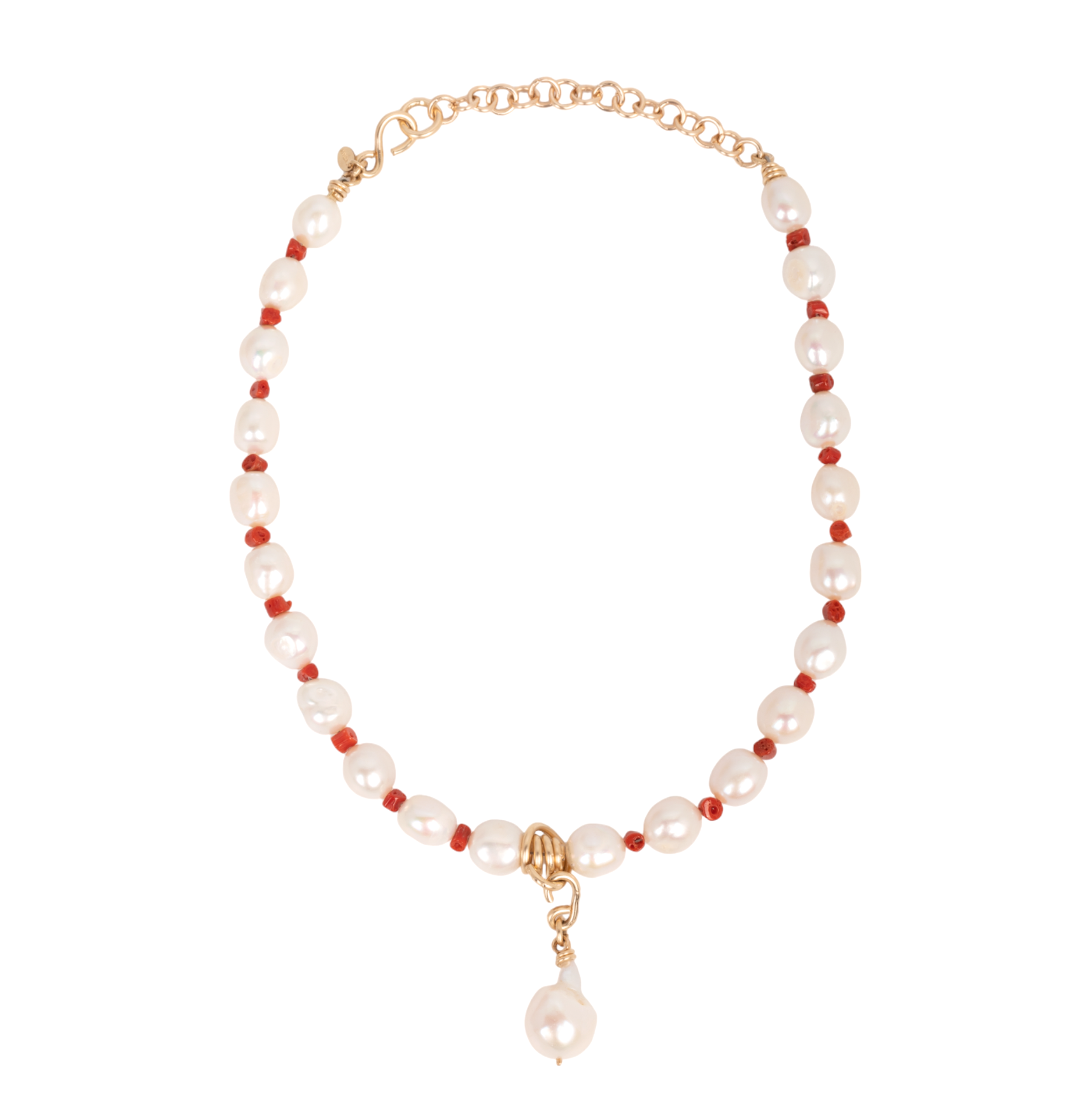 Marejada Necklace #1 - Pearl & Red Coral Necklaces TARBAY   