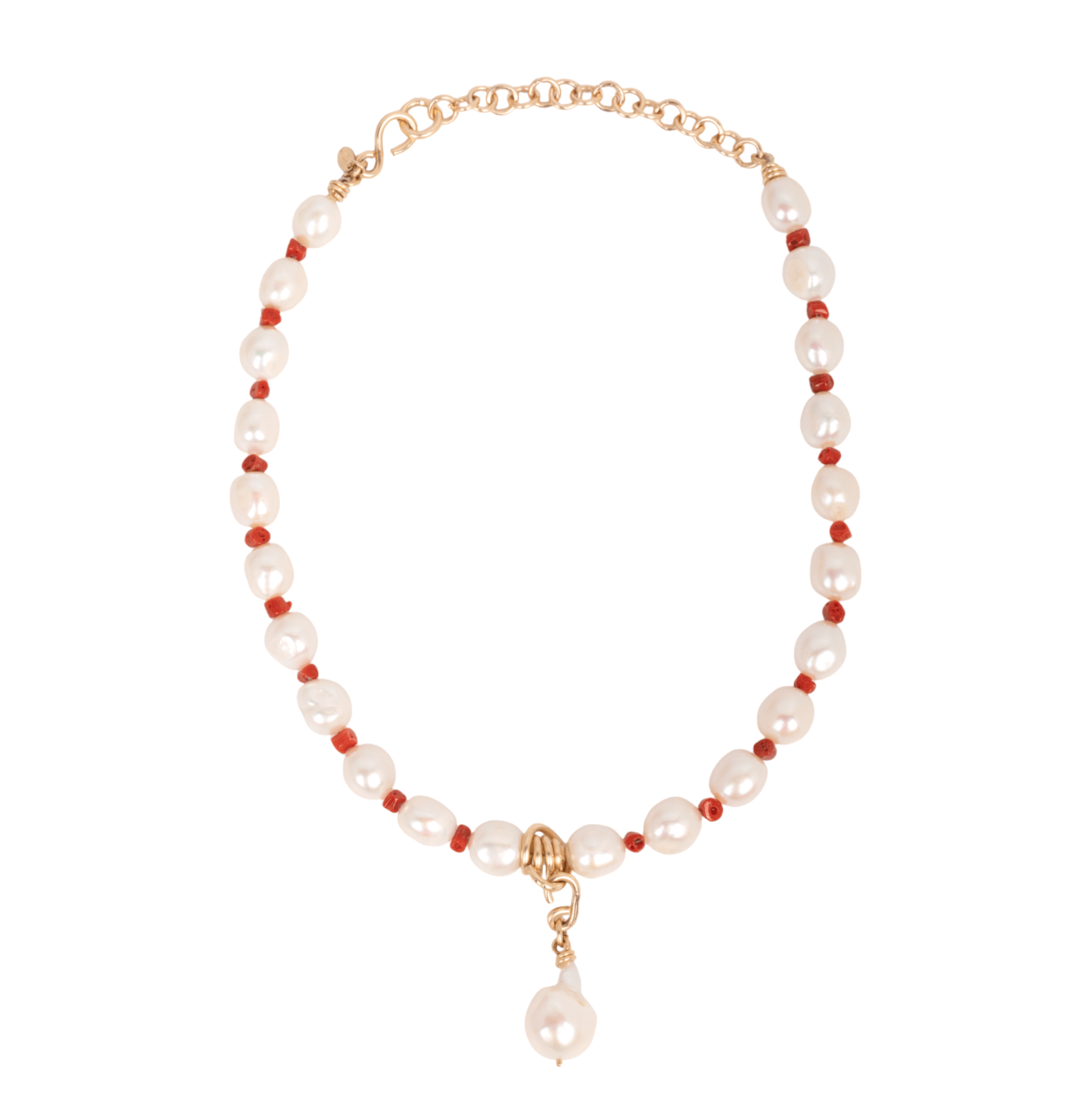 Marejada Necklace #1 - Pearl & Red Coral Necklaces TARBAY