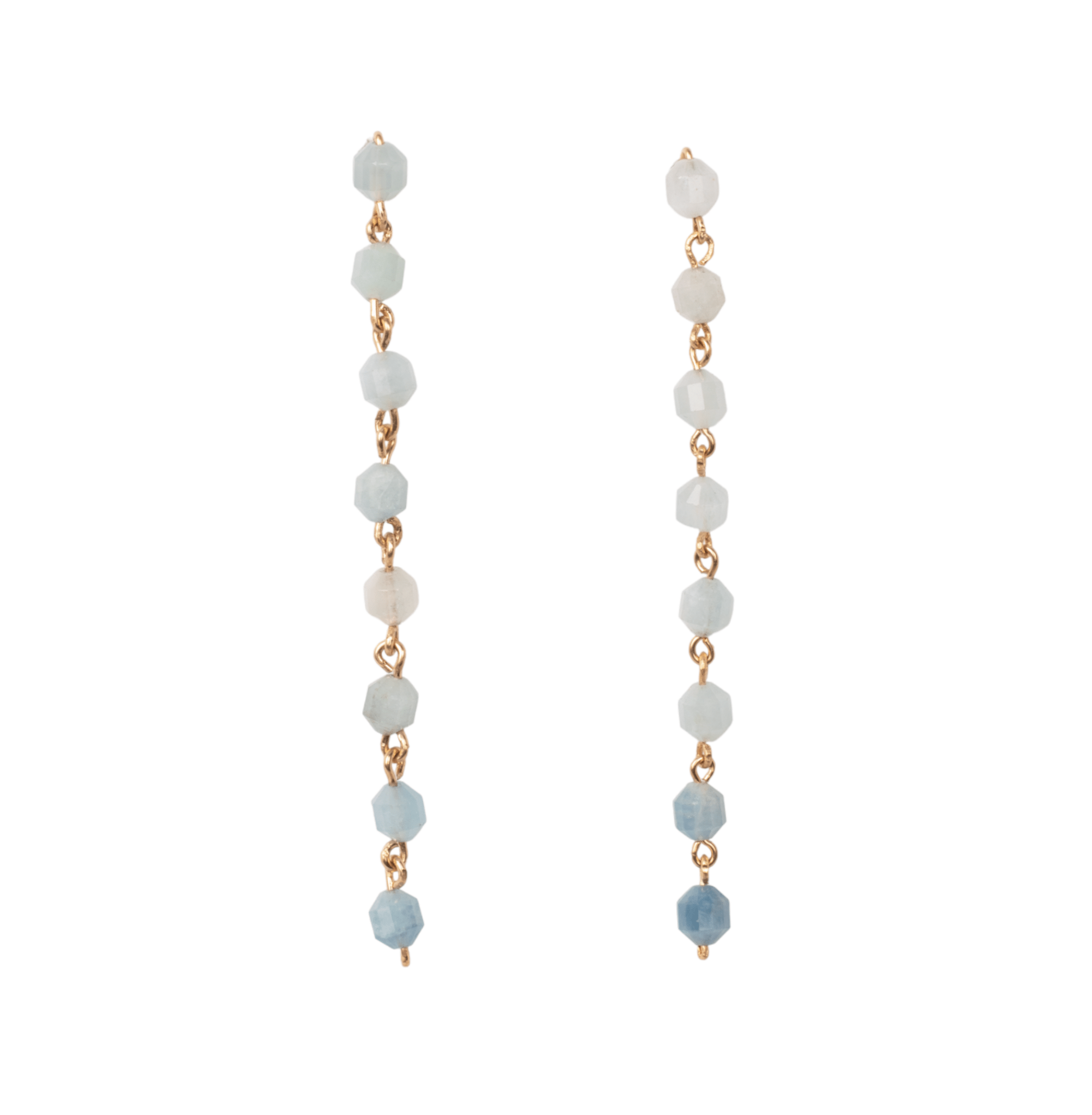 Duna Dangle Earrings (80mm) - Morganite & Aquamarine Earrings TARBAY