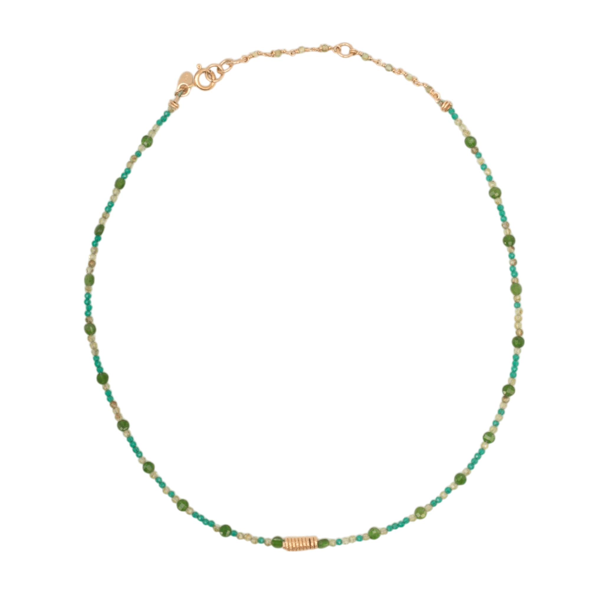 Diana Necklace #1 - Peridot, Tourmaline, Onyx, Green Quartz & 14K Gold-Filled Necklaces TARBAY