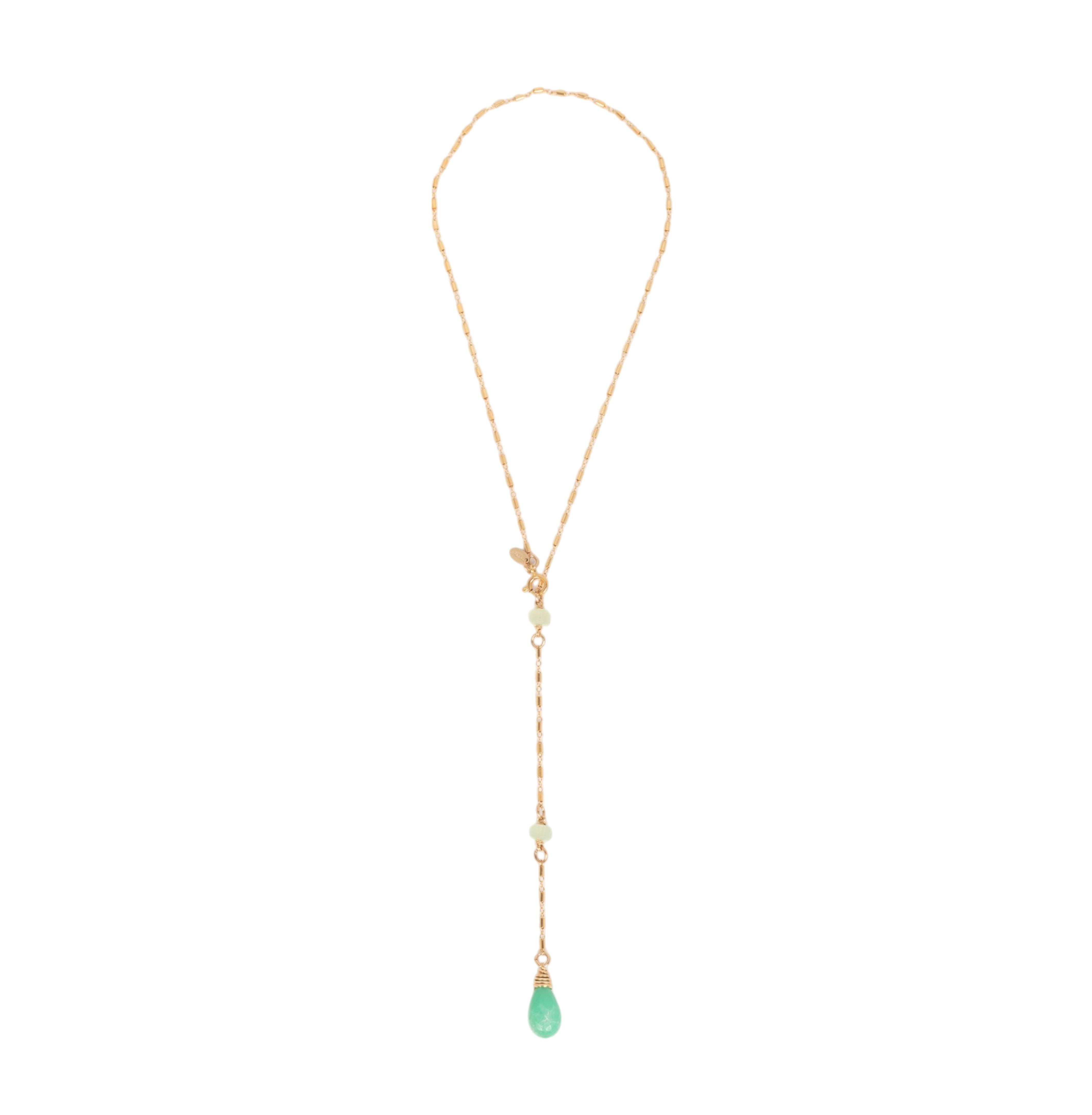 Gema Pendulum Necklace #1 - Prehnite, Chrysoprase & 14K Gold-Filled Necklaces TARBAY