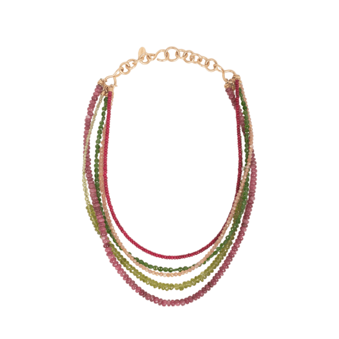 Gina Necklace #2 - Ruby, Opal, Tourmaline, Peridot & 14K Gold-Filled Necklaces TARBAY
