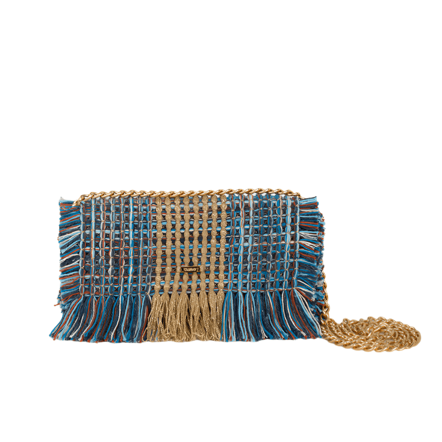 Gossypium Clutch Bag #5 - Blue Mix & Gold Clutch & Crossbody Bags TARBAY