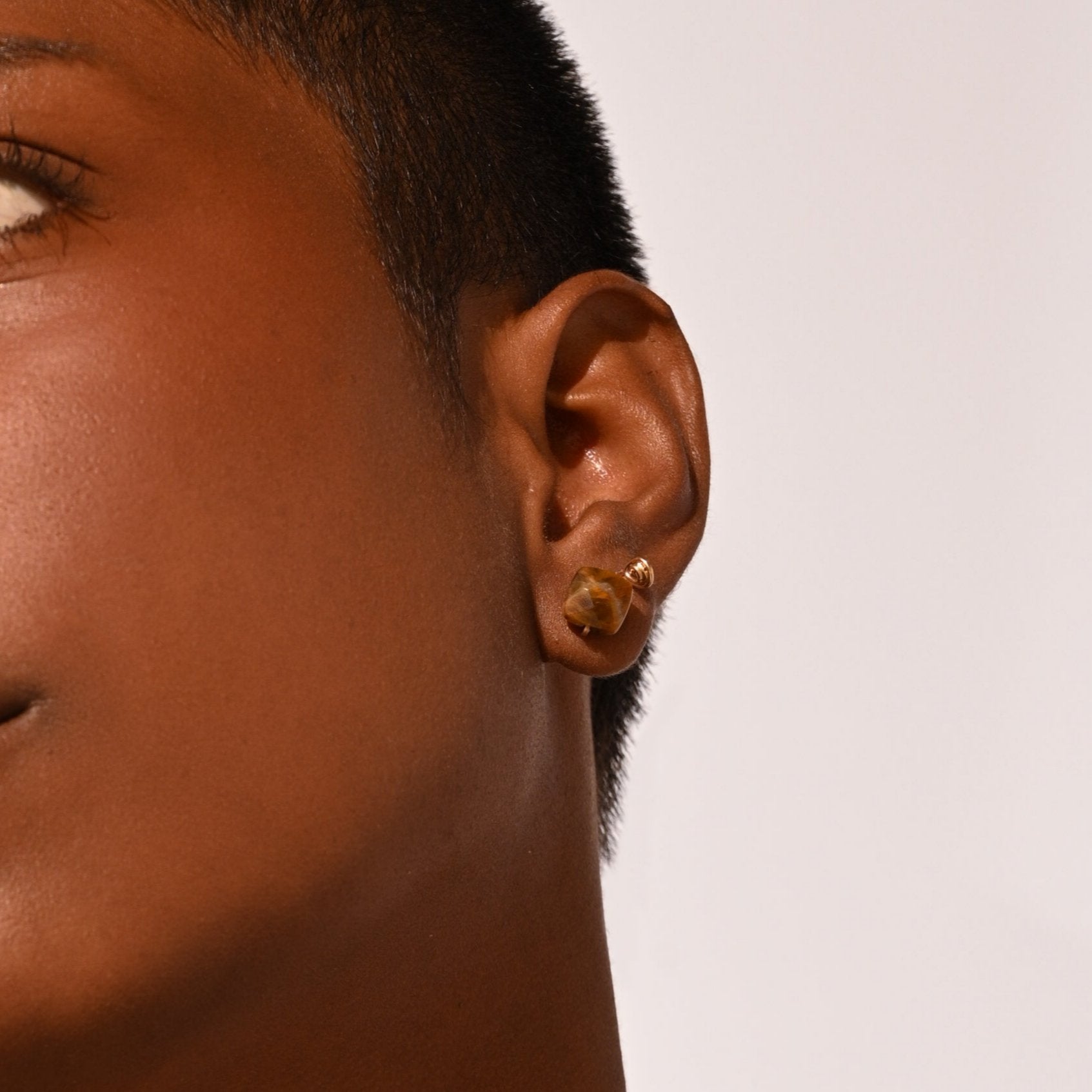 Solitario Earrings #1 (8mm) - Tiger's eye Earrings TARBAY