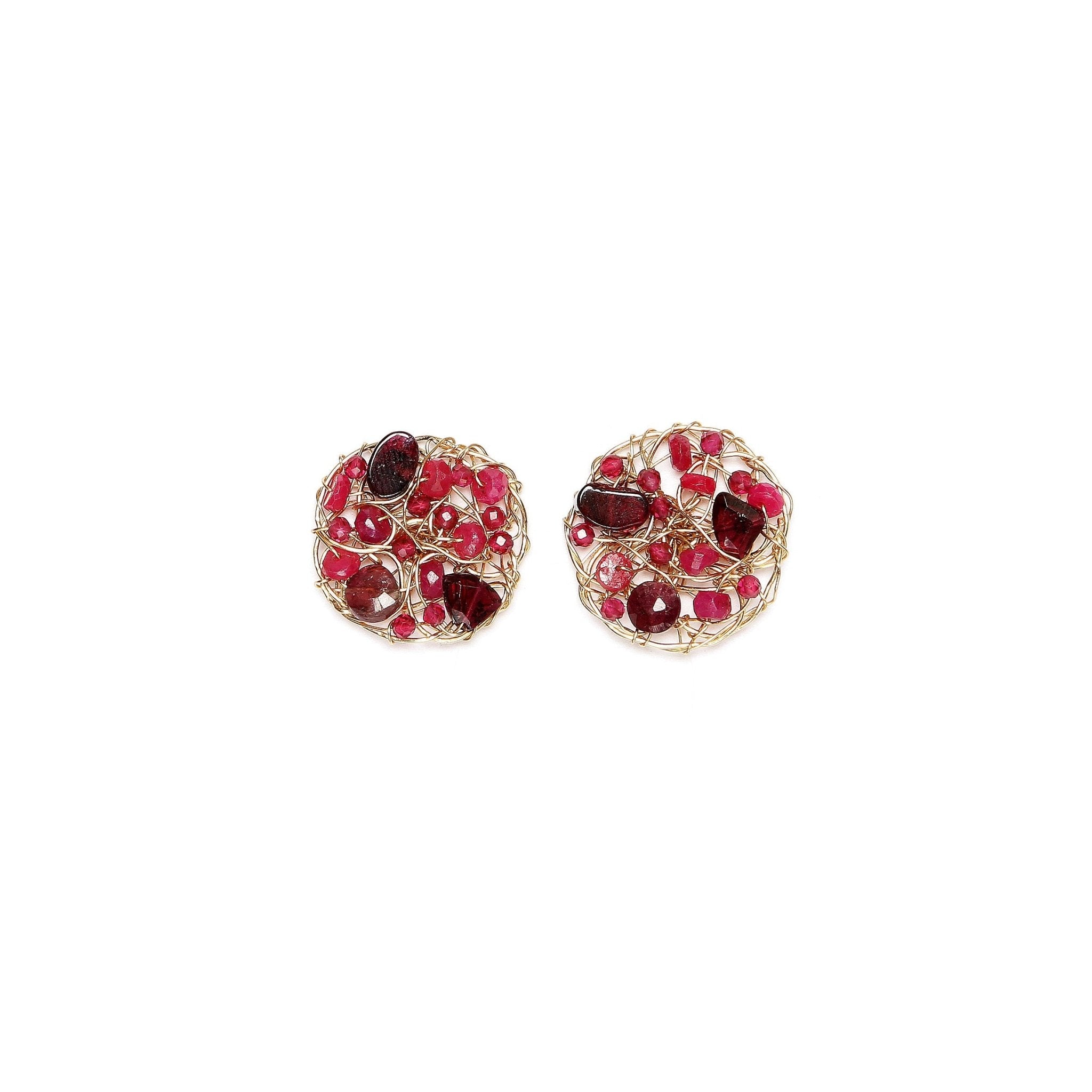 Aura Earrings #1 (20mm) - Ruby, Garnet & Tourmaline Earrings CLASICOS