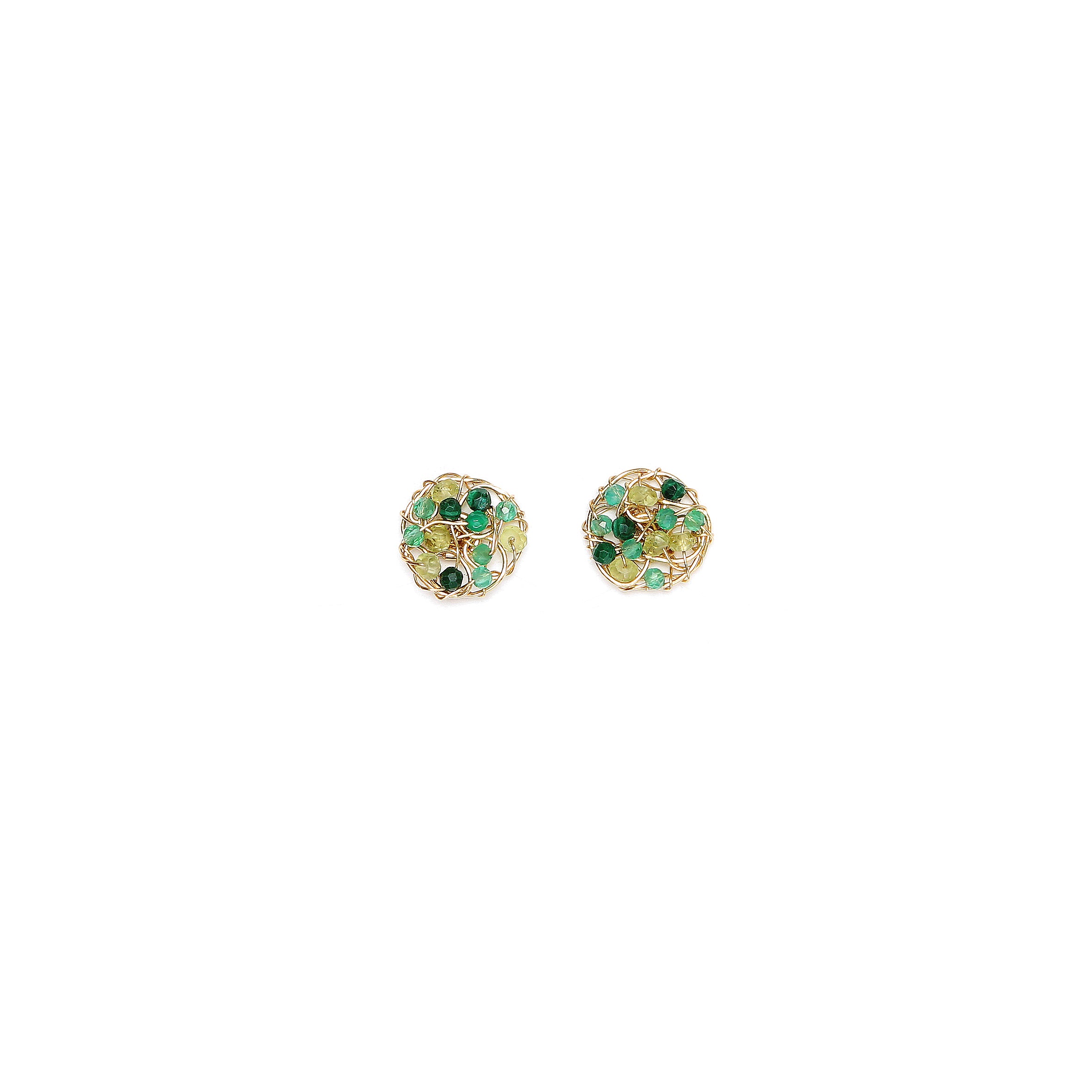 Aura Stud Earrings #1 (10mm) - Green Gems Mix Earrings TARBAY   