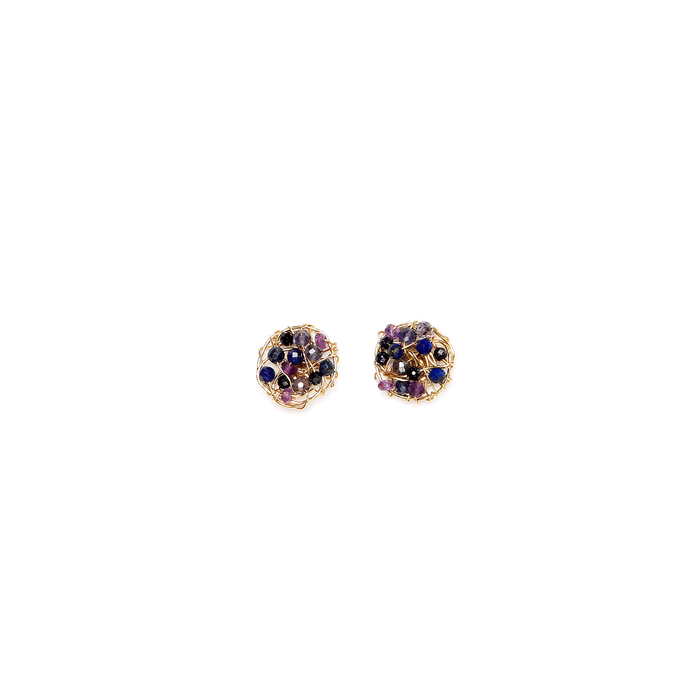 Aura Earrings #1 (10mm) - Dark Blue Mix Gems Earrings TARBAY