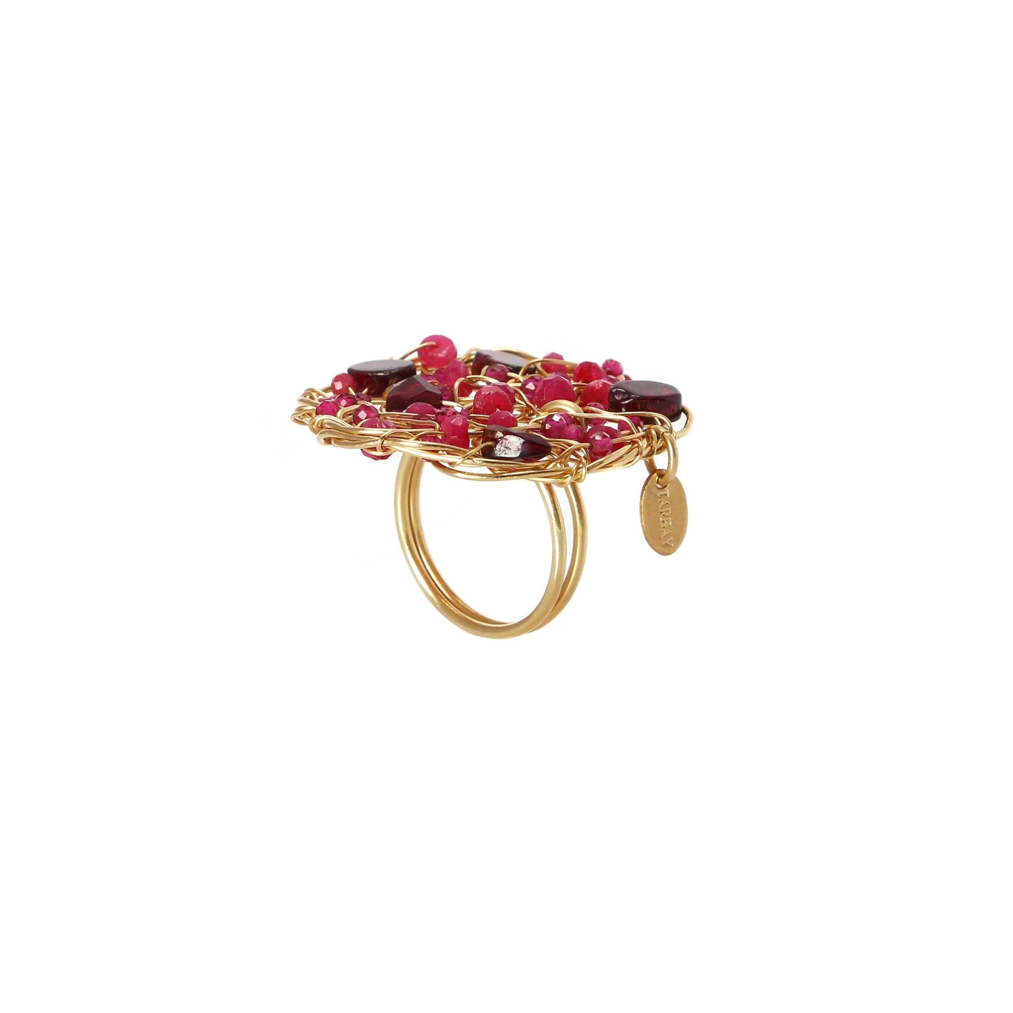 Aura Ring #1 (30mm) - Burgundy Mix Gems Rings TARBAY