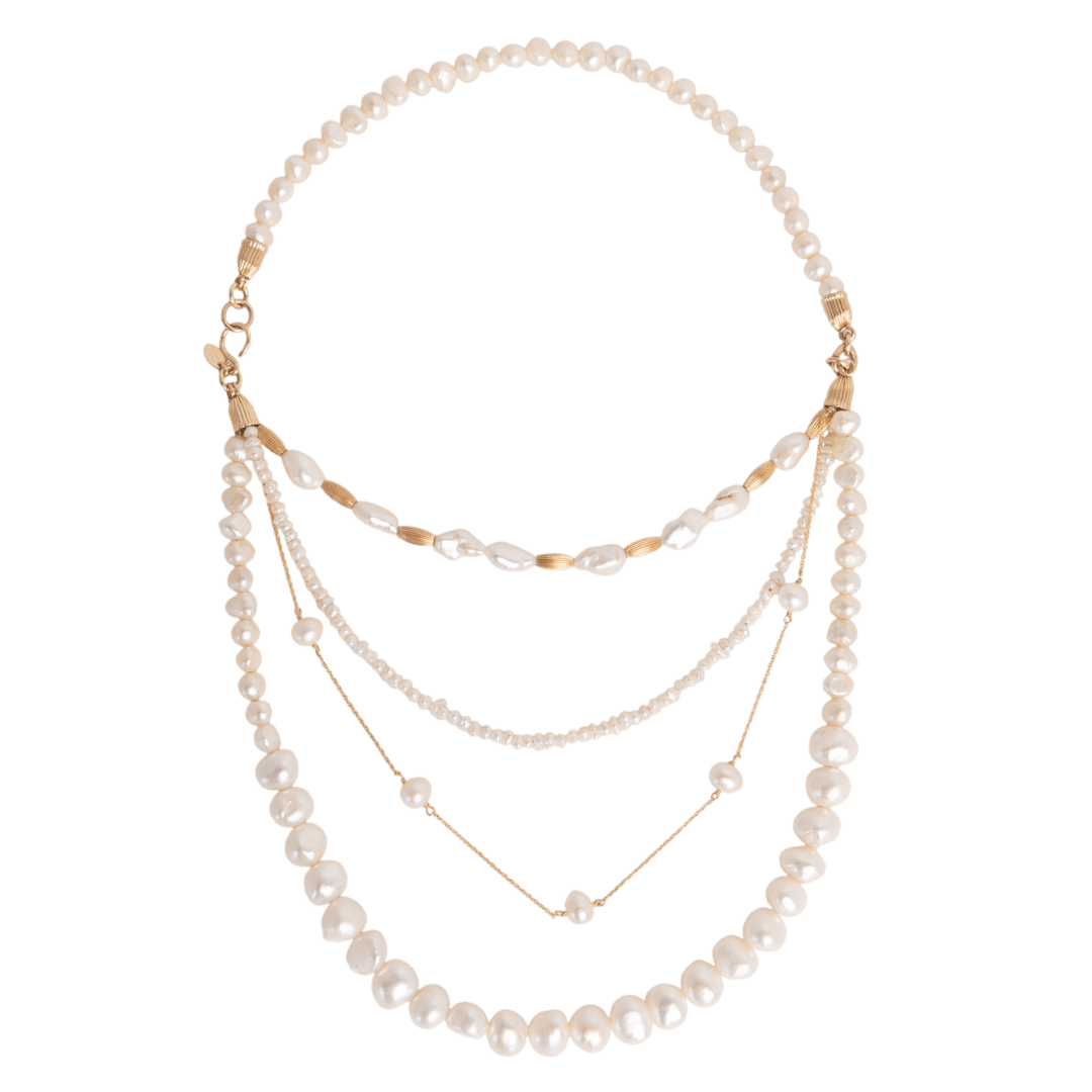 Mantuana Necklace #1 - White Pearl & 14K Gold-Filled Necklaces FW25