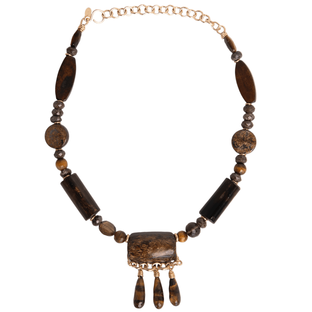 Melaza Necklace #1 - Bamboo Coral, Quartz, Bronzite, Tiger's Eye & 14K Gold-Filled Necklaces FW25