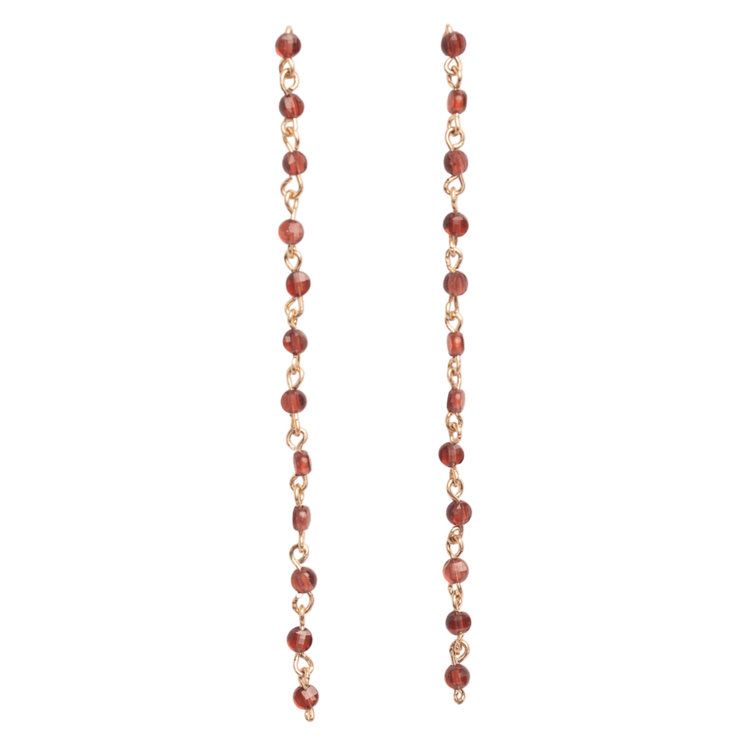 Mariana Earrings #1 (90mm) - Garnet & 14K Gold-Filled Earrings FW25