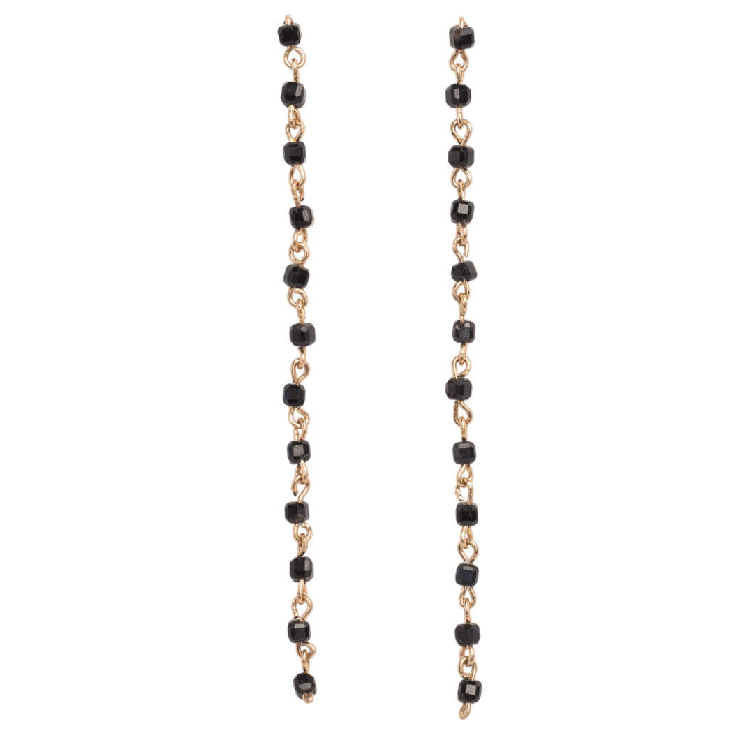Mariana Earrings #1 (90mm) - Black Spinel & 14K Gold-Filled Earrings FW25