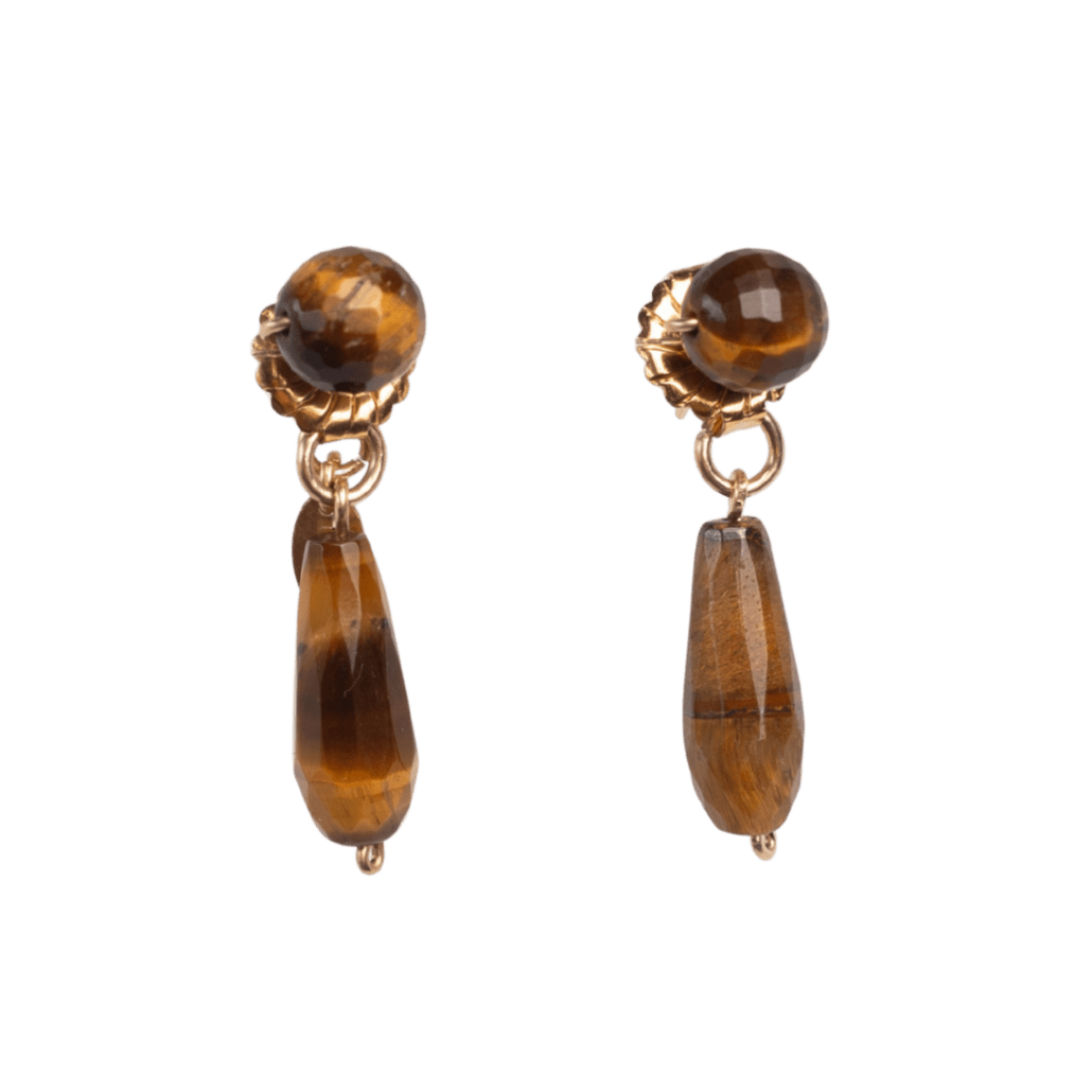 Melaza Earrings #1 (35mm) - Tiger's Eye & 14K Gold-Filled Earrings FW25