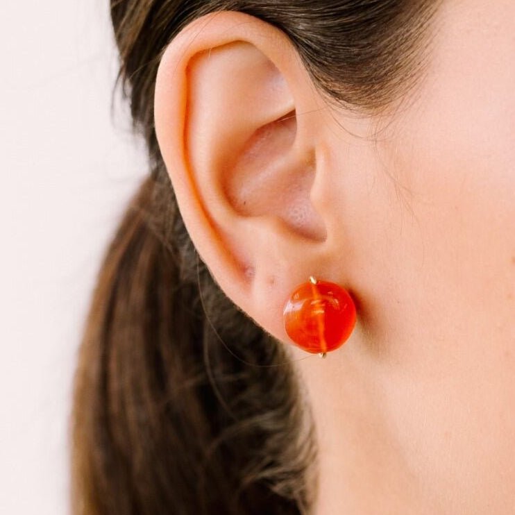 Solitario Earrings #1 (14mm) - Carnelian Earrings TARBAY