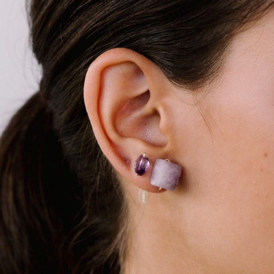 Solitario Earrings #3 (10mm) - Amethyst Earrings TARBAY