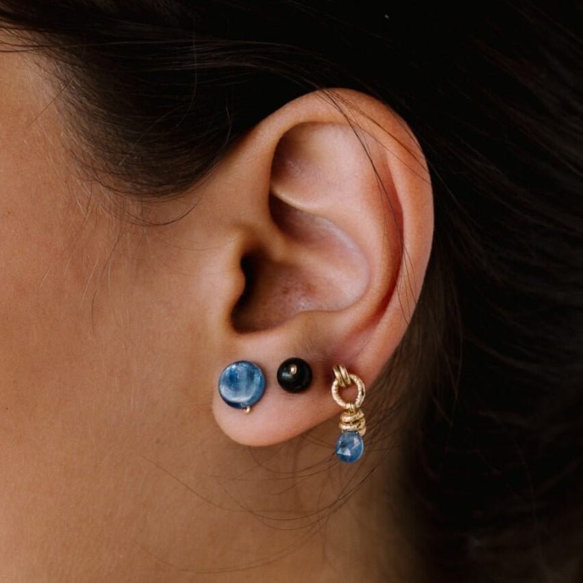 Solitario Earrings #3 (10mm) - Blue Kyanite Earrings TARBAY