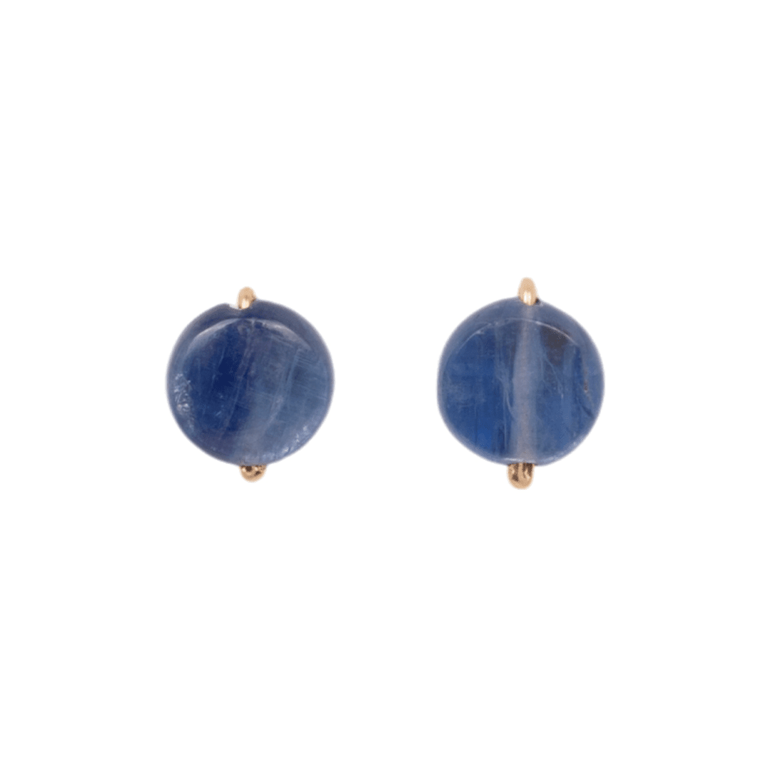 Solitario Earrings #3 (10mm) - Blue Kyanite Earrings TARBAY