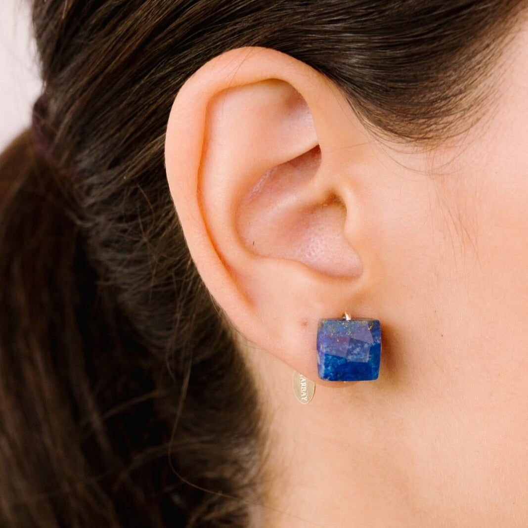Solitario Earrings #1 (12mm) - Lapislazuli Earrings TARBAY