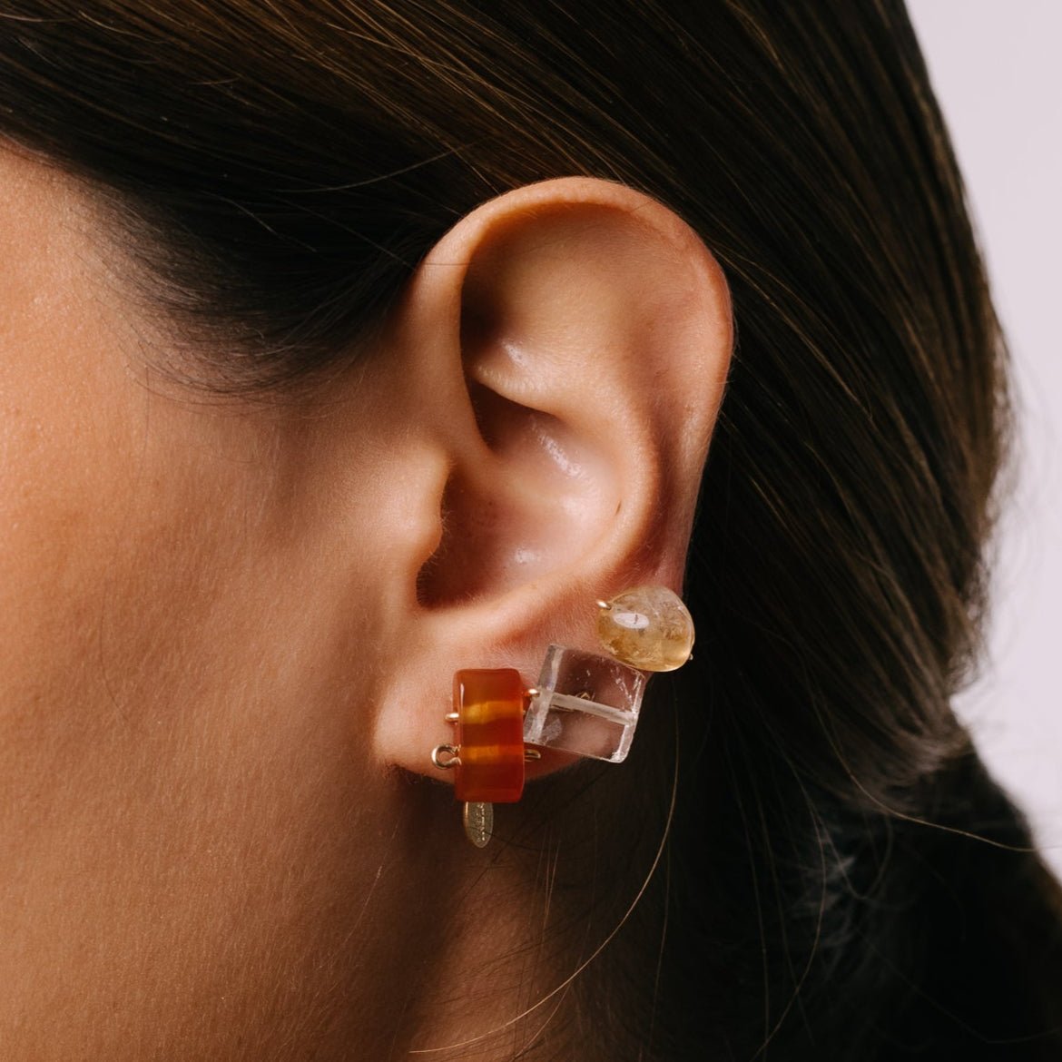 Solitario Earrings #1 (10mm) - Orange Agate Earrings TARBAY