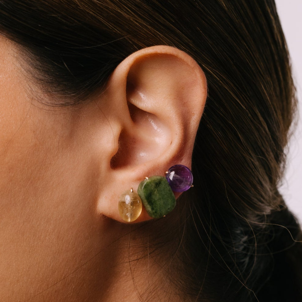 Solitario Earrings #1 (12mm) - Citrine Earrings TARBAY