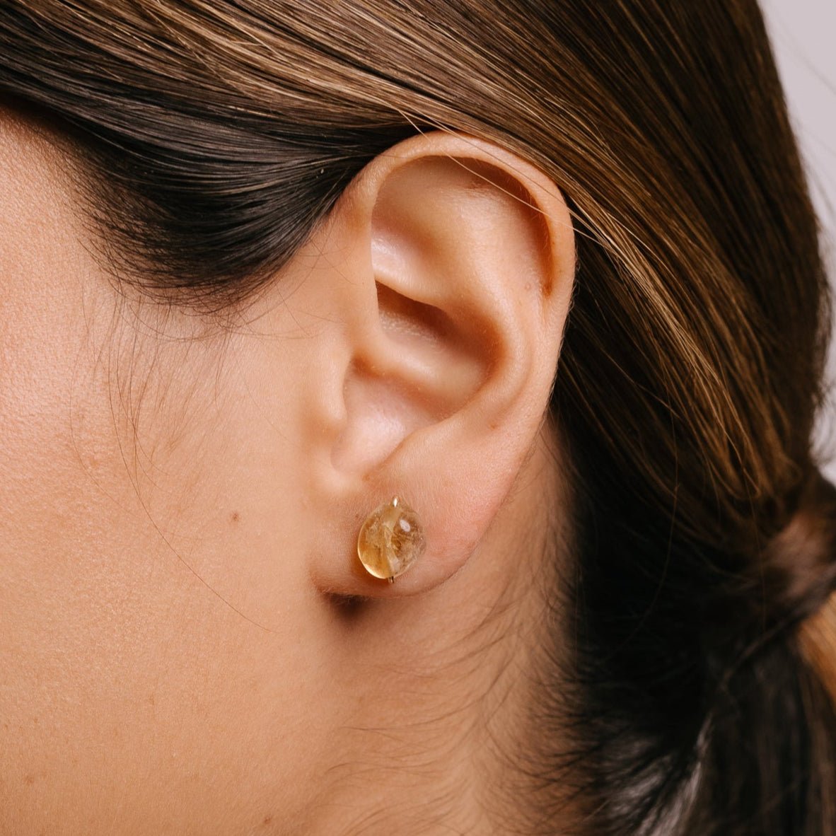 Solitario Earrings #1 (12mm) - Citrine Earrings TARBAY