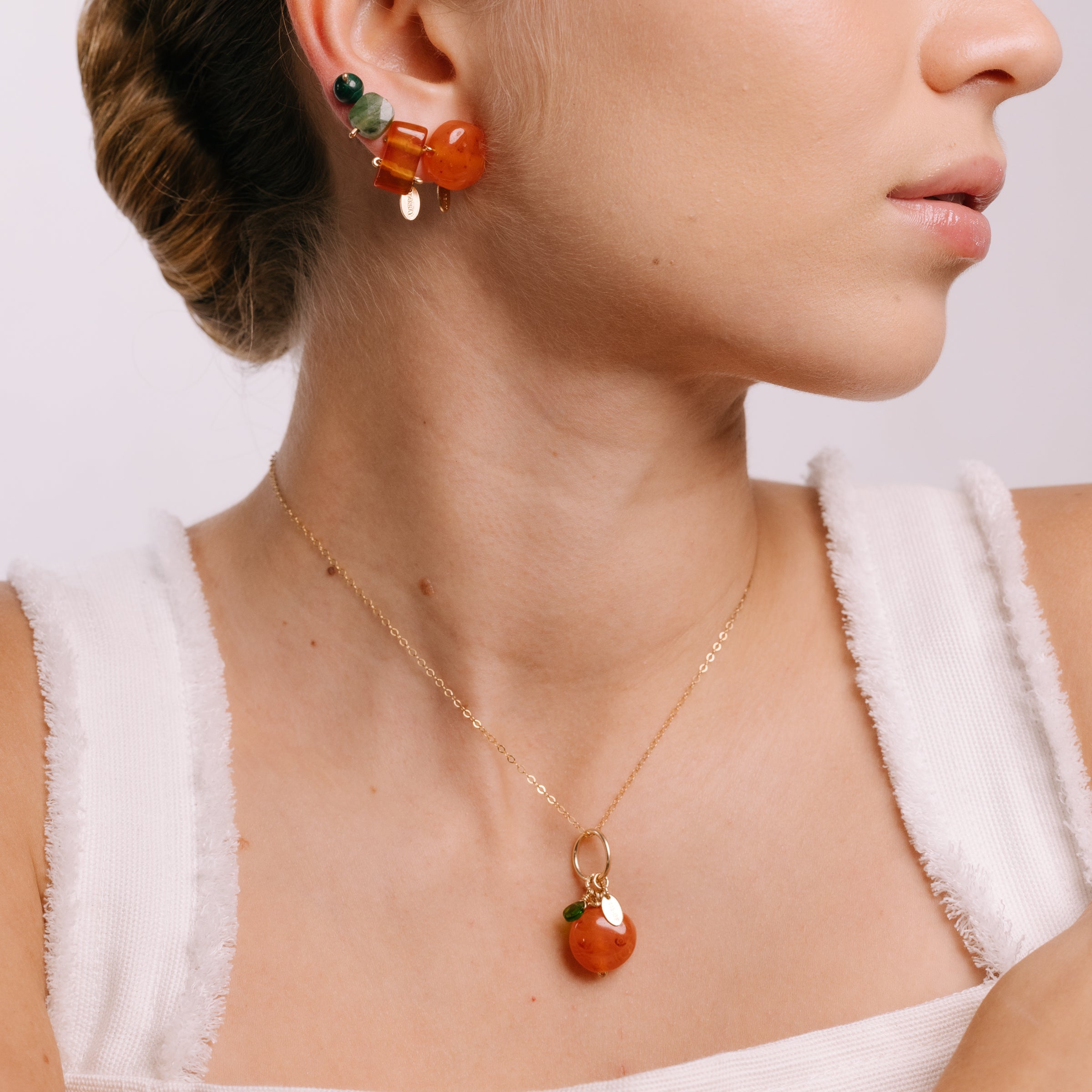 Naranja Charm #3 (20mm) - Carnelian & Tsavorite Charms TARBAY