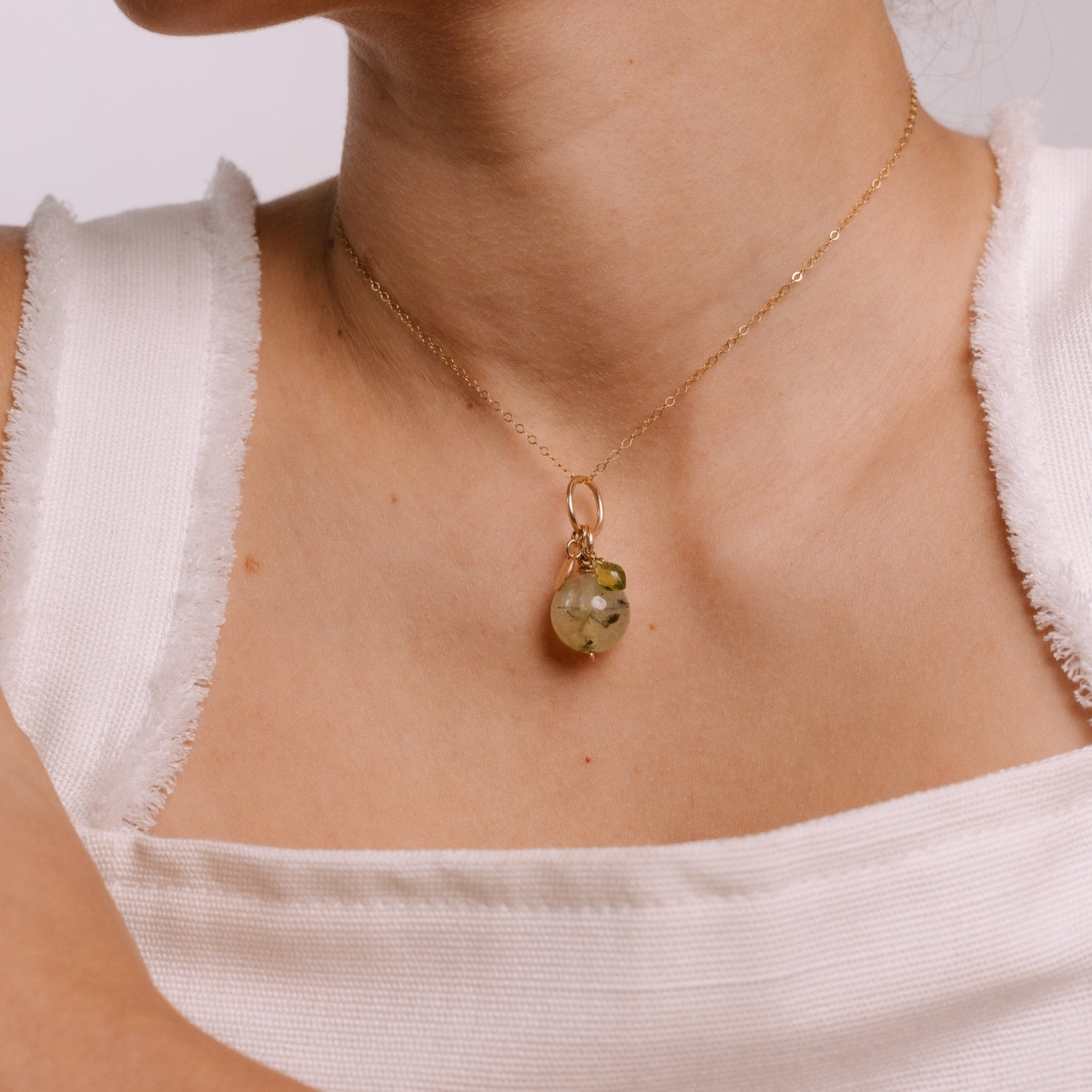 Limon Charm #7 (20mm) - Prehnite, Tourmaline & Peridot Charms TARBAY