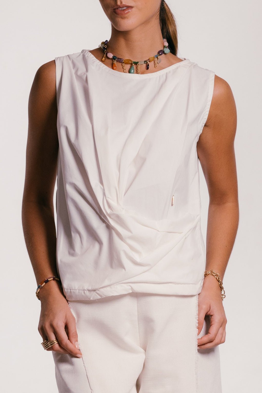 Arantza Top - White Tops TARBAY