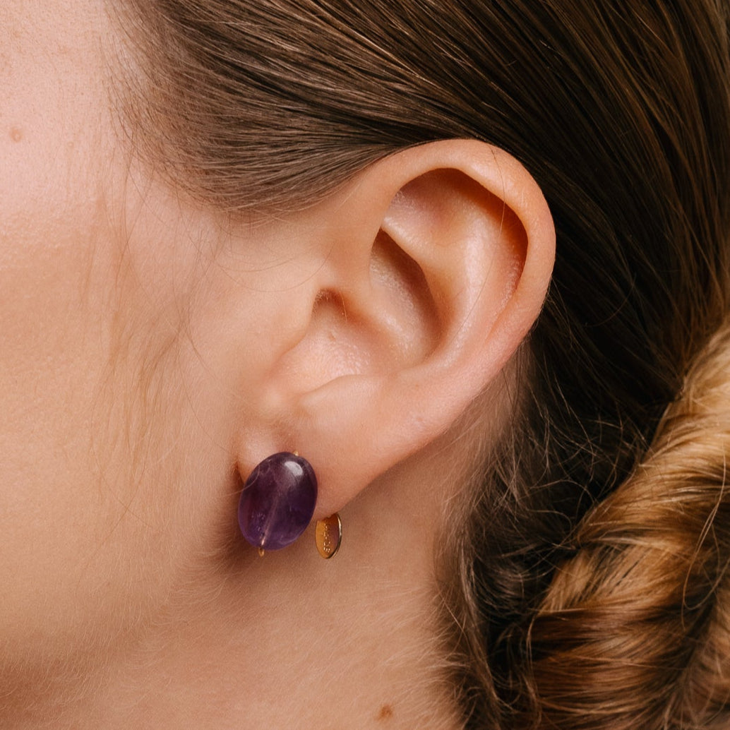 Solitario Earrings #1 (14mm) - Amethyst Earrings TARBAY